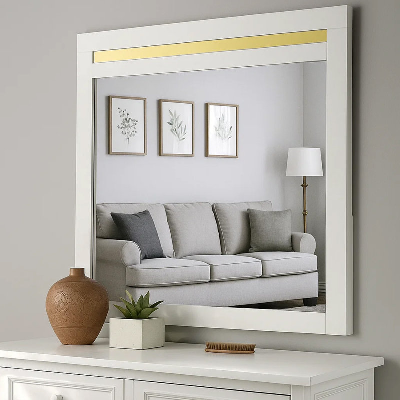 Miroir pour commode Yoki, Blanc / Doré
