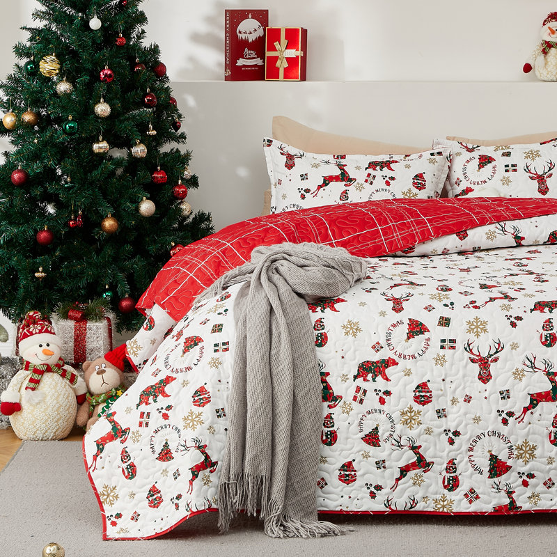 Christmas Nordic Reindeer Quilt Set, 90x96in