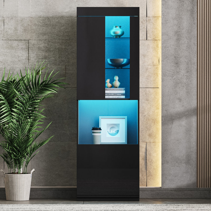 Armoire de rangement haute brillance avec lumières DEL On-Trend, Noir