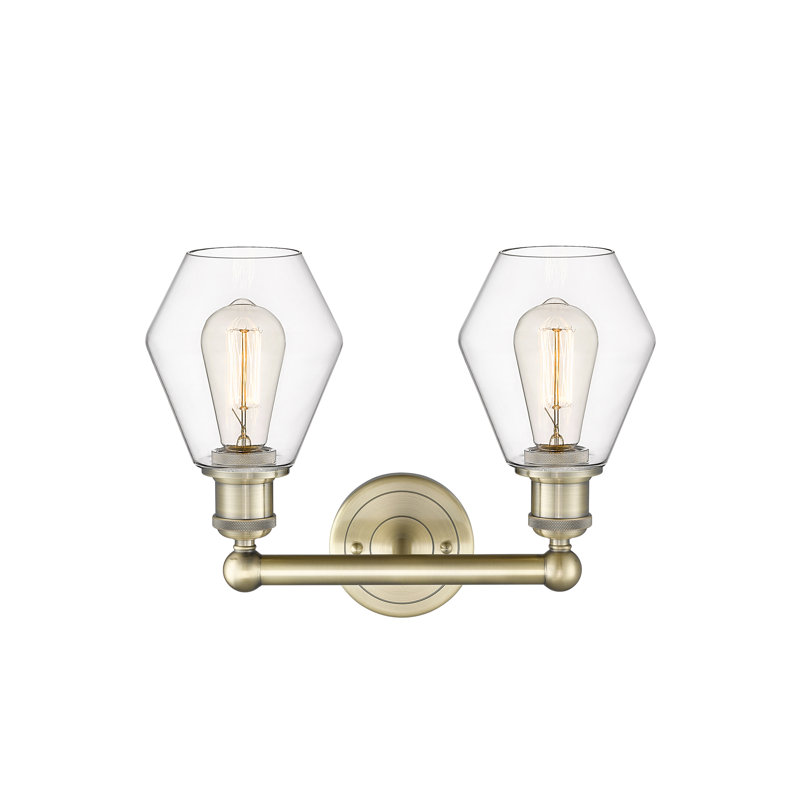 Éclairage pour salle de bain 2 lumières en acier et verre Gabbie, Transparent, Laiton antique