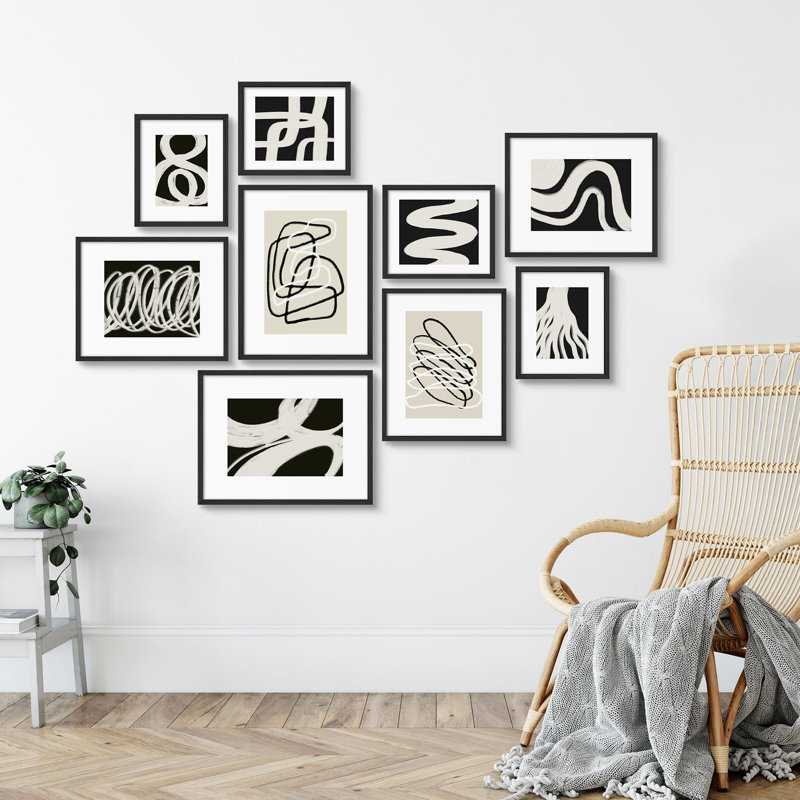 Art contemporain minimaliste contemporain noir et blanc, Noir