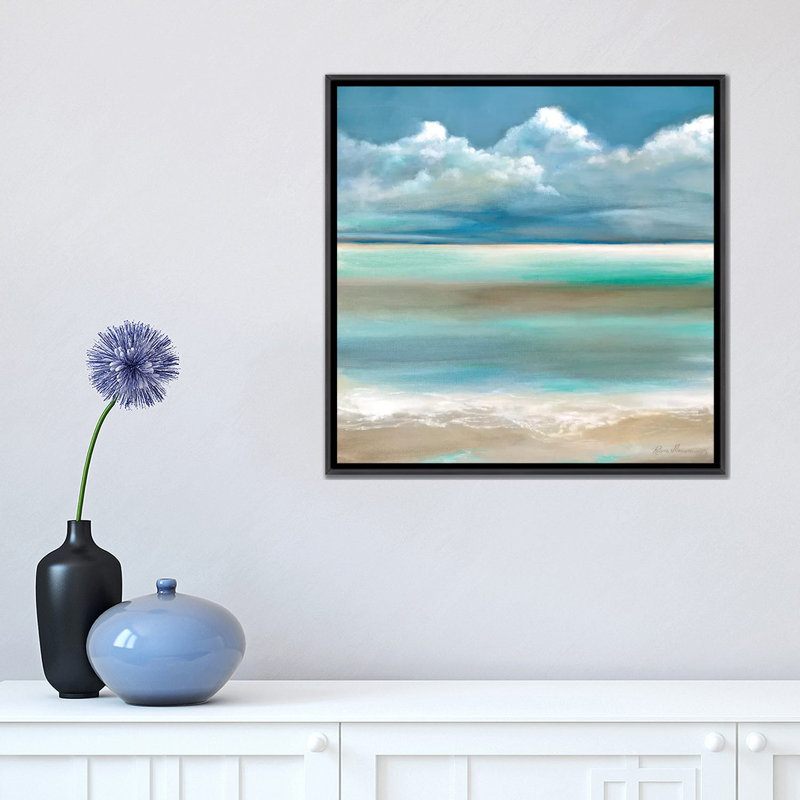 Tranquility by the Sea I par Ruane Manning - reproduction d'art, H 18 po x l 18 po x 1,5 po, Toile avec cadre noir patiné