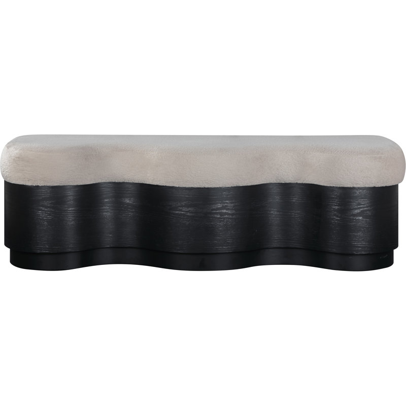 Banc en velours Savoy Mariaclara, Tissu velours beige, Noir
