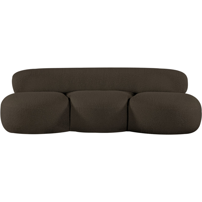 Isia Upholstered 88.5'' Sofa, Brown Boucle Fabric