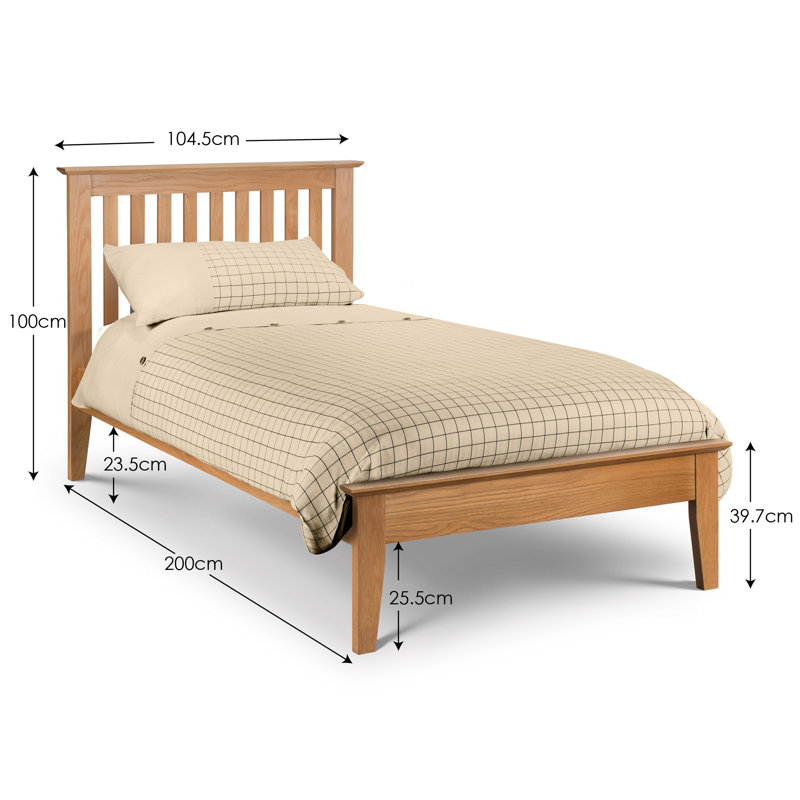Fleming Solid Wood Bed, Single (3'), Oak
