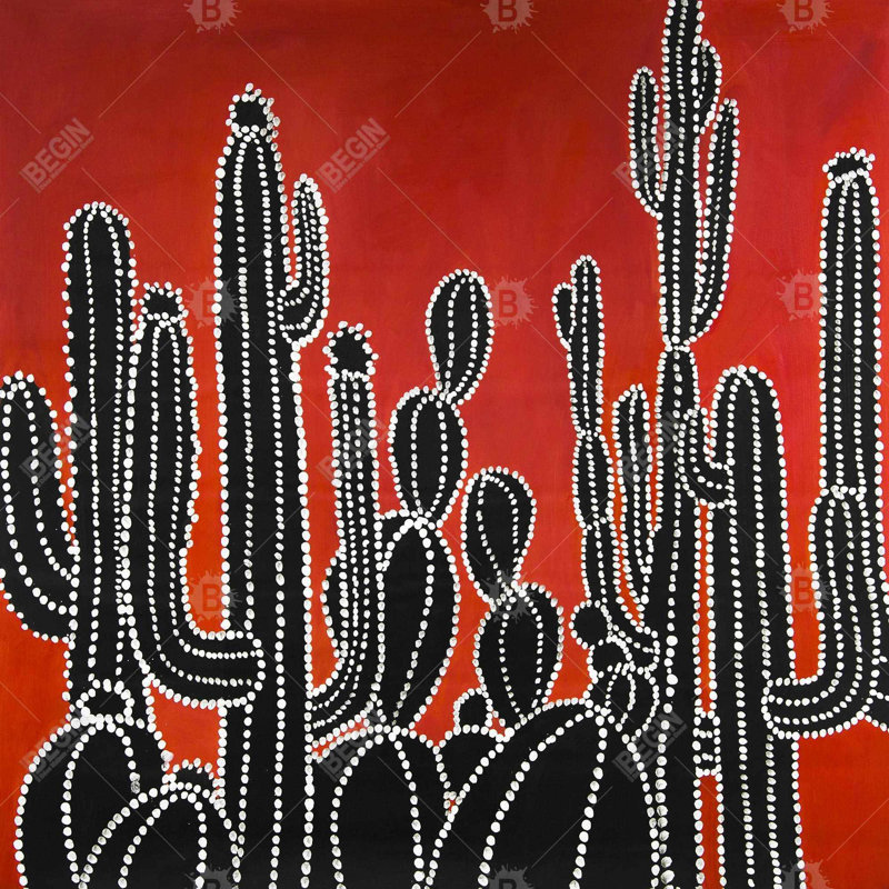 Black tall cactus - 26"x26" Throw pillow - Poly twill - Print on demand