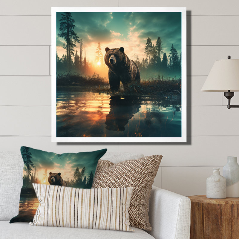 Double Exposure Bear Lensflare II - Landscapes Canvas Prints, H 24 po x l 24 po x P 1 po, Cadre simple blanc