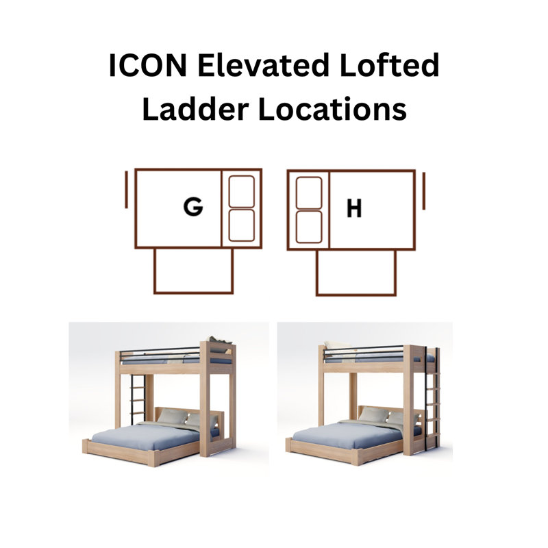 Elevated Kids Bed, Location G, Brushed Iron, Full XL/Full XL