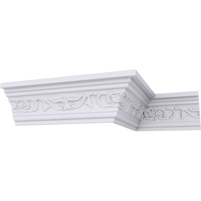 Endurathane Dauphine Crown Moulding, 3 1/4"H x 2 1/2"P x 4 1/8"F x 94 1/2"L, Factory Primed
