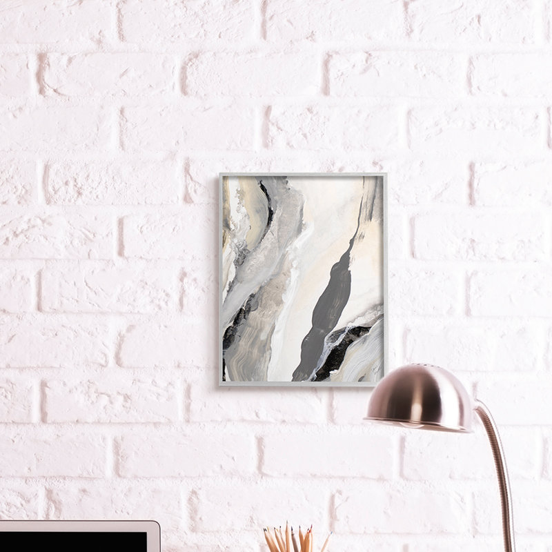 «Paint Stroke Mouvement Abstraction Grey Beige» par Lanie Loreth - Peinture, Estampe numérique Farmhouse, H 20 po x l 16 po