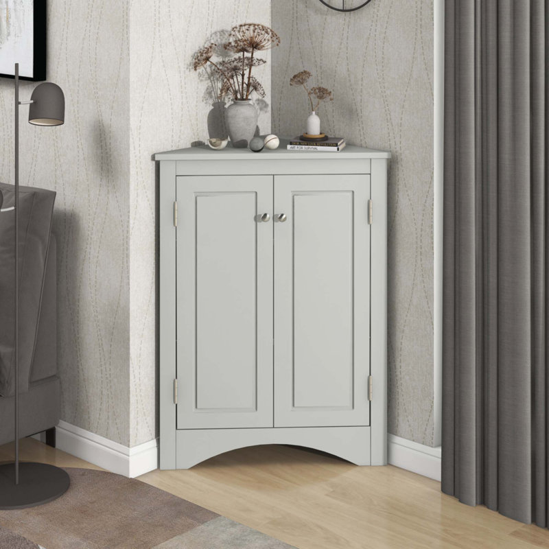 Grey Triangle Bathroom Storage Cabinet With Adjustable Shelves, Gray