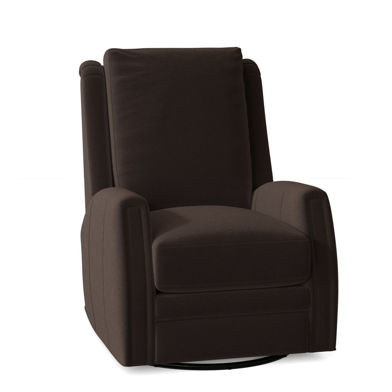 Lockhart Recliner, Swivel Glider with Manual Recline & Inside Release, Alpine Dark Grey Genuine Leather, No Nailhead