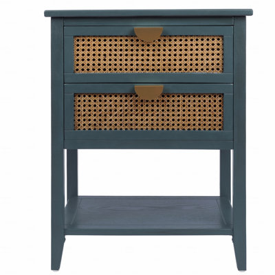 2 Drawer Side Table,Naturel Rattan,End Table