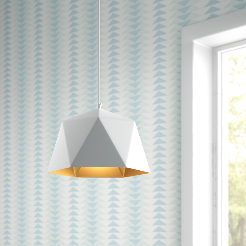 Luminaire suspendu en forme de dôme 1 lumière Neri, H 71 po x l 17,7 po x P 17,7 po, Blanc / doré