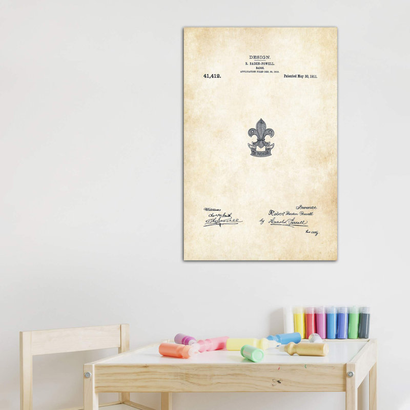 Insigne de boy-scouts par vern77 - impression d'art graphique, Toile tendue, Pas de tapis, H 48 po x l 32 po x P 1,5 po