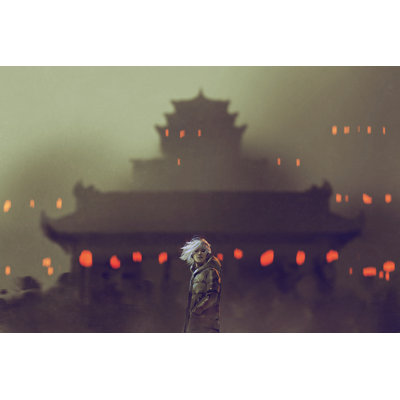 Ancient Temple And Man - Wrapped Canvas Print