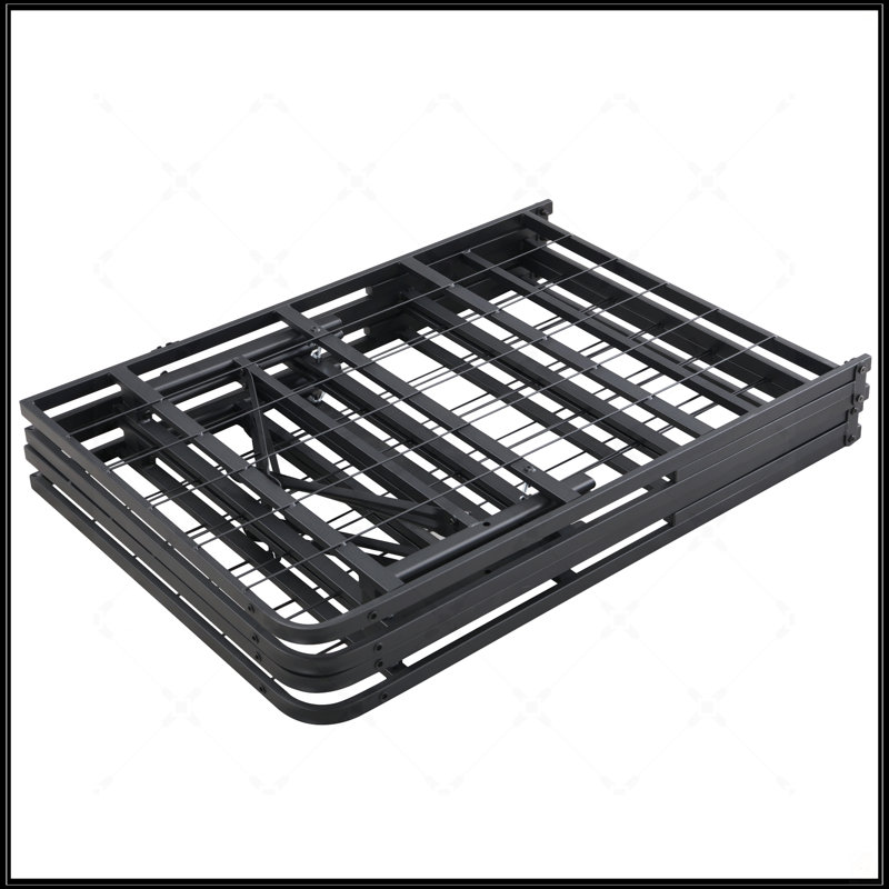 Base de lit pliante en métal KING, hauteur de 14 pouces, grand lit, lattes en acier robustes, assemblage facile, rangement sous le lit, noir
