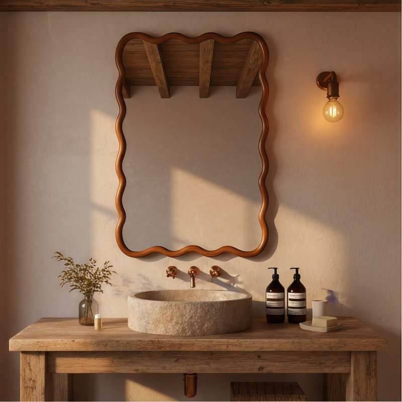 Miroir décoratif Wavy, H 24 po x l 36 po, Brown
