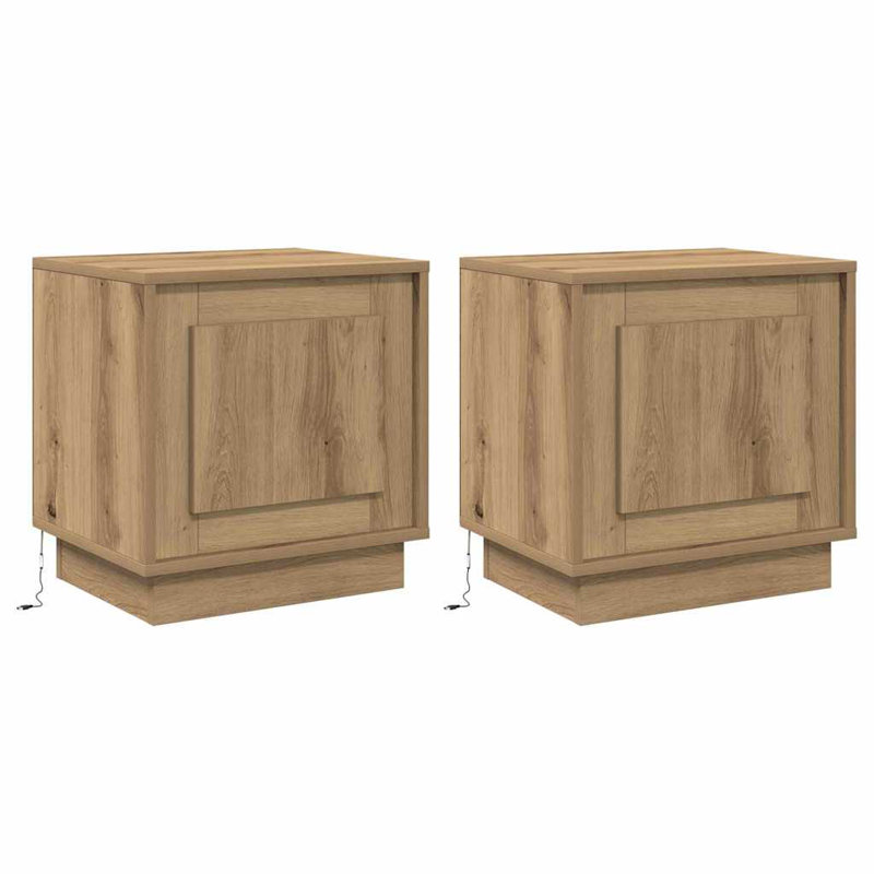Bedside Cabinet With 2 Pcs 44 X 34.5 X 45 Cm, Artisan Oak