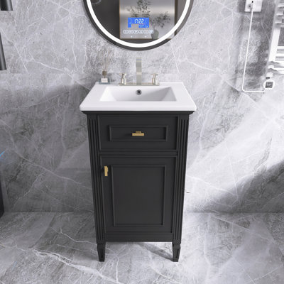 20'' Solid Wood And MDF Frame Freestanding Bathroom Vanity Set With Integrated Ceramic Top