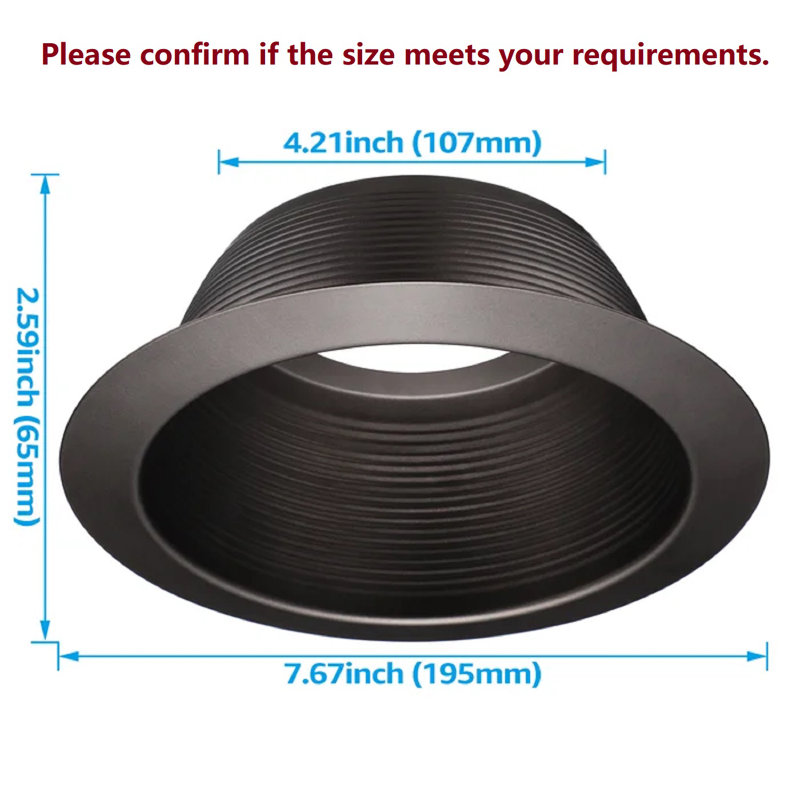 6 Inch Recessed Can Light Trim, White Metal Step Baffle with Iron Ring, Fit Halo & Juno Remodel Recessed Housing, Oil Rubbed Bronze