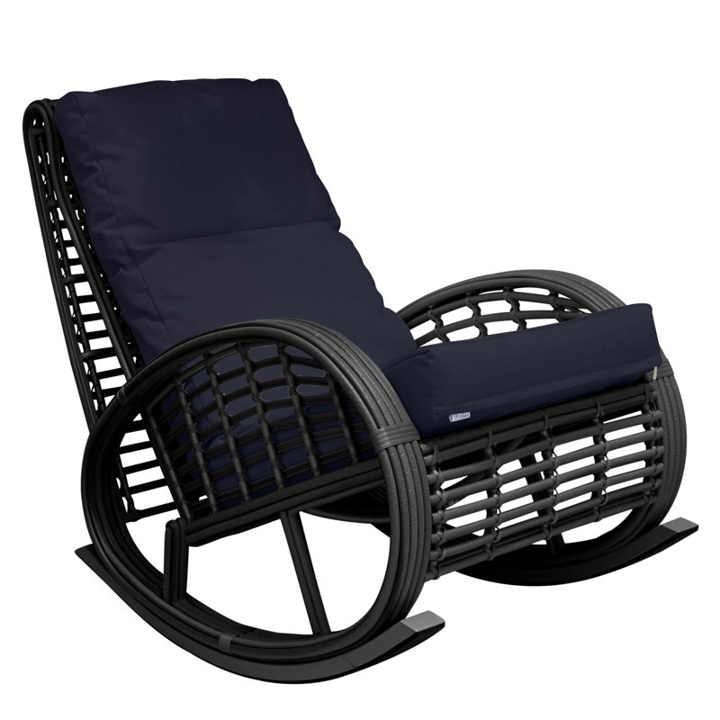 Dynasty Outdoor Rocker Chair, Black Mushroom, Canvas Navy Sunbrella® Canvas