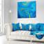 Mélange de peinture abstraite bleu clair - Coussin décoratif imprimé abstrait-1009934464