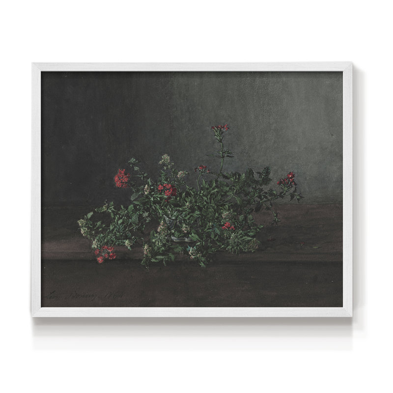 Motif floral rétro - Cxxiii - reproduction encadrée, H 11 po x l 14 po, Blanc