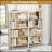 5 Tier Large Book Shelf, Bookcase with White Metal Frame for Home Office and Living Room, Vintage Industrial Style-328378356