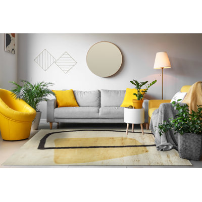 Classic Yellow Hand Knotted Wool Area Rug