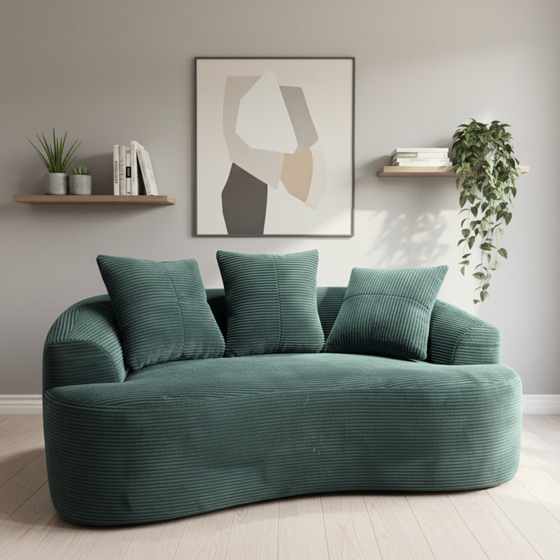 Coussins incurvés foncés à ressorts ensachés, 3 coussins décoratifs, assise moelleuse, convient aux petits espaces (170 cm).