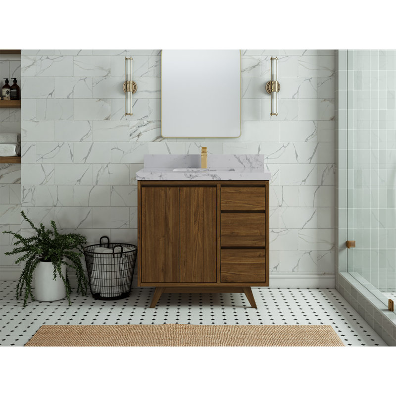 Kristoferis 36'' Single Bathroom Vanity with Quartz Top