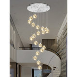 Luminaire suspendu 20 lumières en cristal avec lustre d'entrée de grenier à intensité variable de 138 pouces de long à DEL