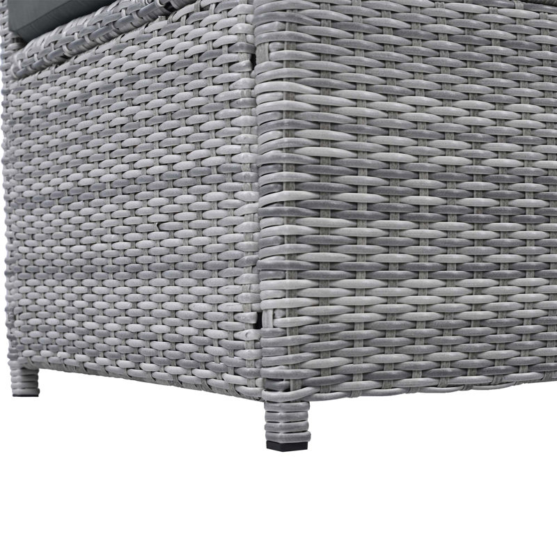 Ensemble de meubles de patio en rotin avec 1 table réglable, fauteuils inclinables avec tables d'appoint extensibles et 2 repose-pieds