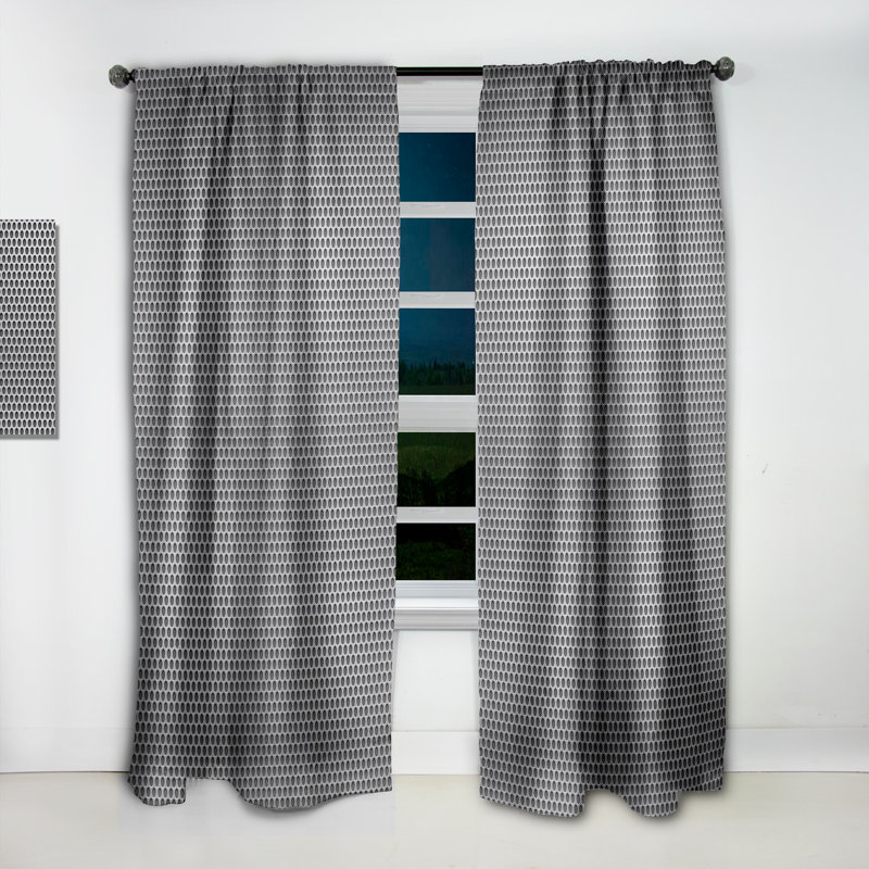 Metal Grill 3D Circles Polka Dots Blackout Thermal Rod Pocket Single Curtain Panel, 52" W x 95" L