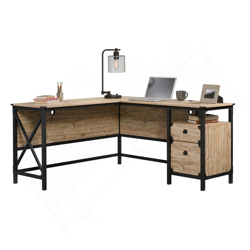Bureau en L, finition brune