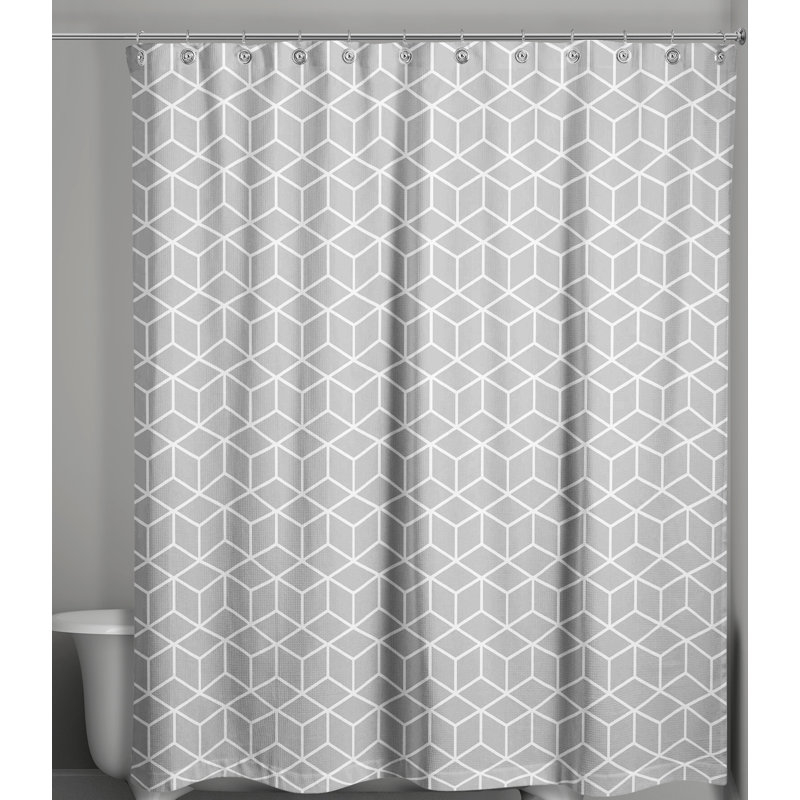 Rideau de douche simple Bakstran, Gris / Blanc