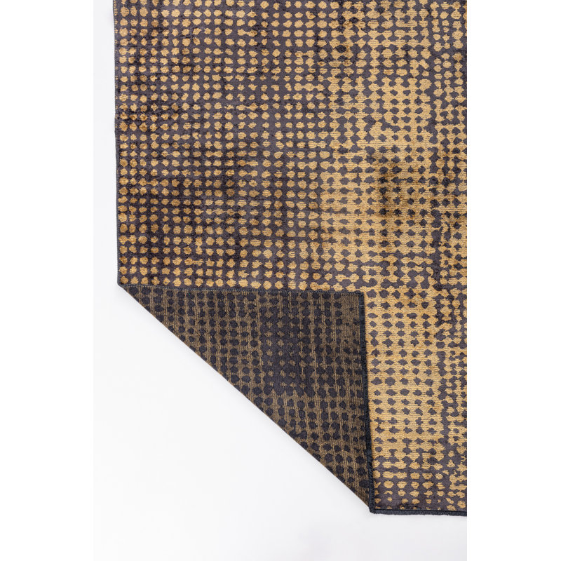 Rapture Black/Yellow Polka Dots Luxury Area Rug, Rectangle 7'10" x 9'10"