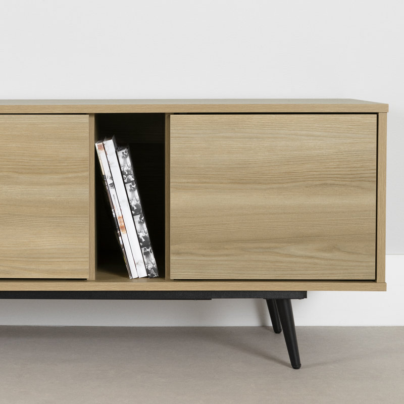 Natural Ash 71" TV Stand with Cabinets and Shelves