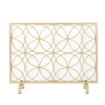 Barrière de foyer sophistiquée en fer, motif à chevauchement, simple, protecteur moderne doré,
