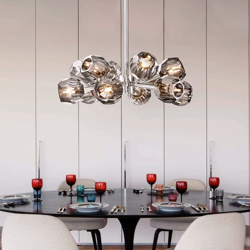 Lustre sphérique Spoutnik 12 lumières Hananiah, Argent