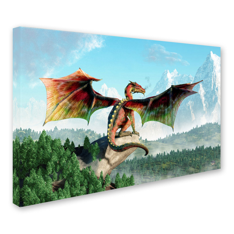 Lethe «Perched Dragon», reproduction d'impression sur toile tendue, H 22 po x l 32 po