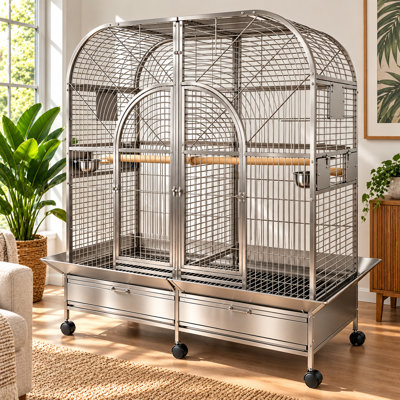 Cage à ara 64 "x 64" en acier inoxydable avec séparateur par A&E