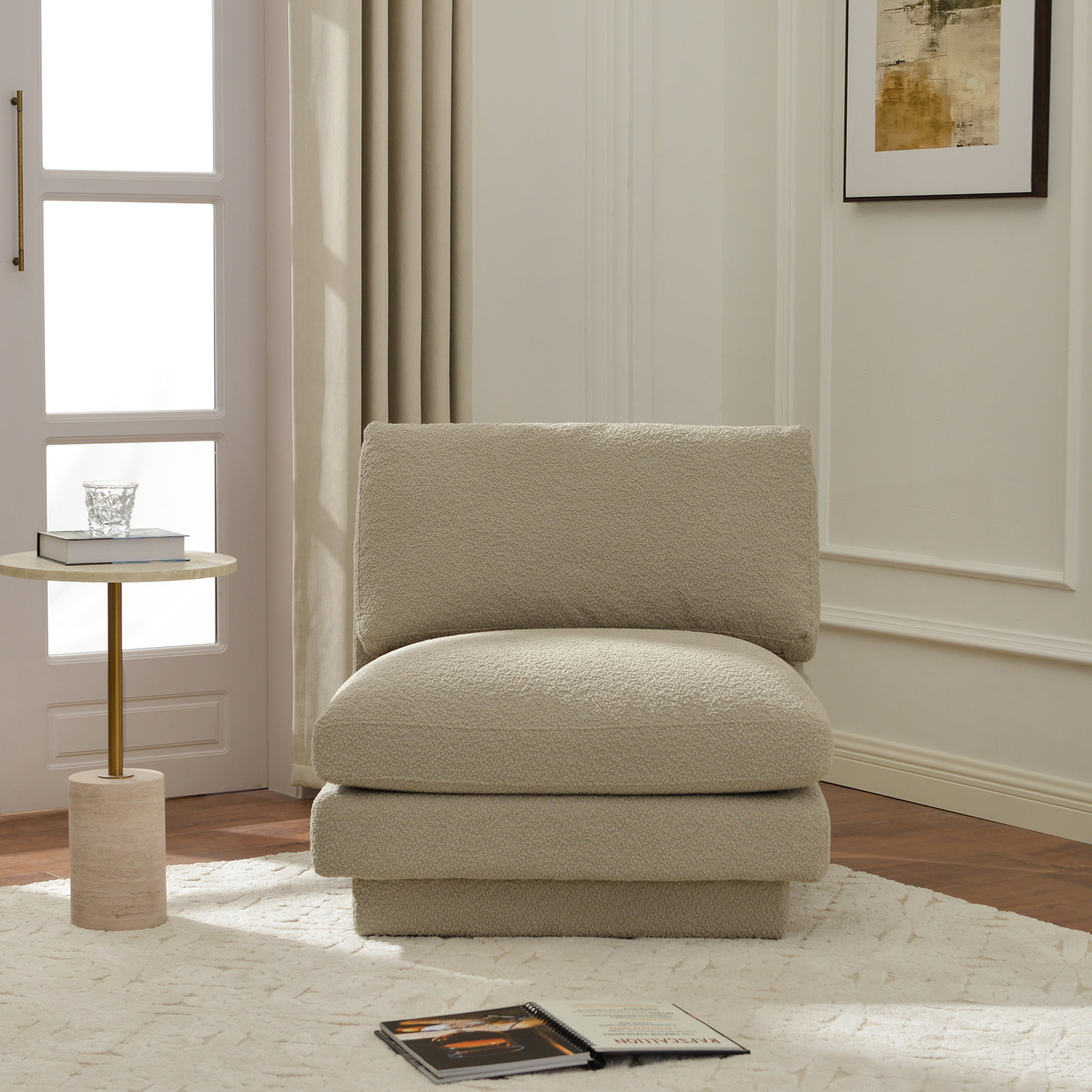 Woolf Slipper Chair, Oat Boucle