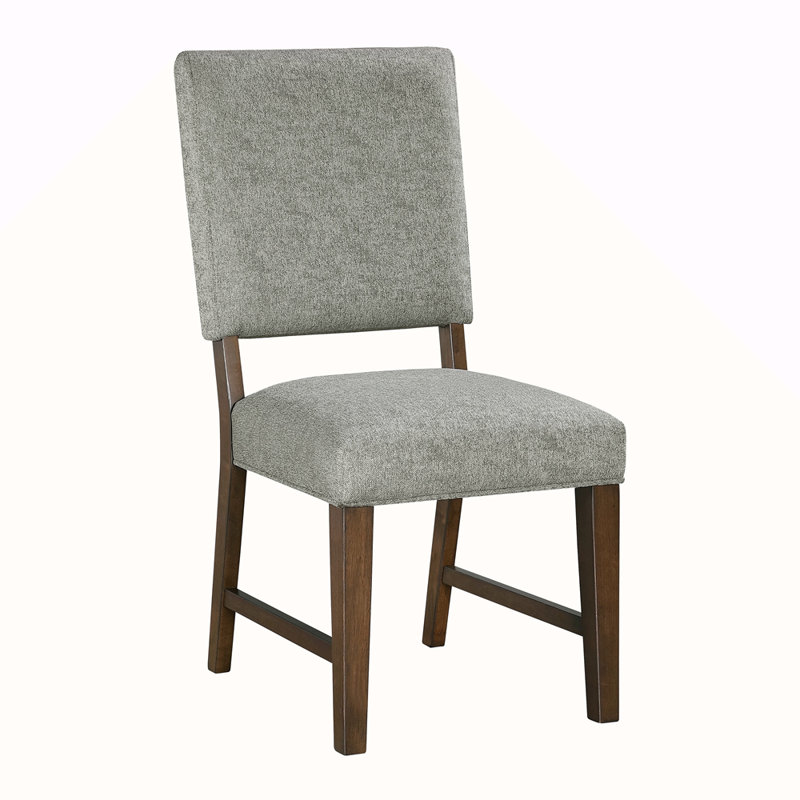 Ensemble de 2 chaises d'appoint en bois à finition noyer et tissu texturé gris