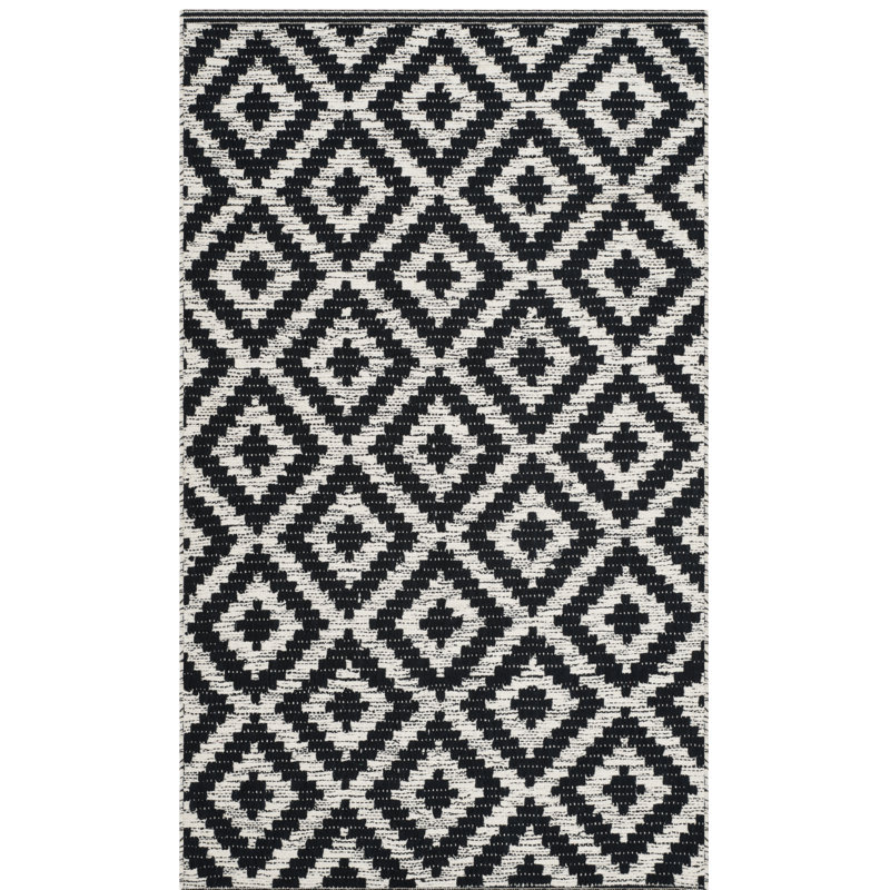 Harlow Hand Woven Cotton Geometric Rug, Rectangle 3' x 5'