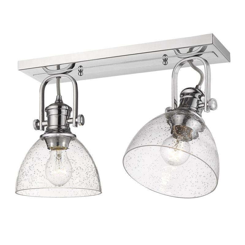 Bales Glass Semi Flush Mount, Chrome, Seeded Glass