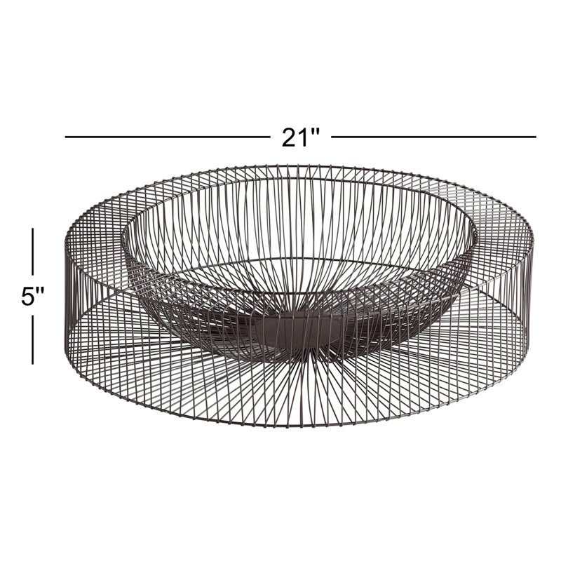 Wire Wheel Metal Decorative Basket, 5" H x 21" W x 21" D