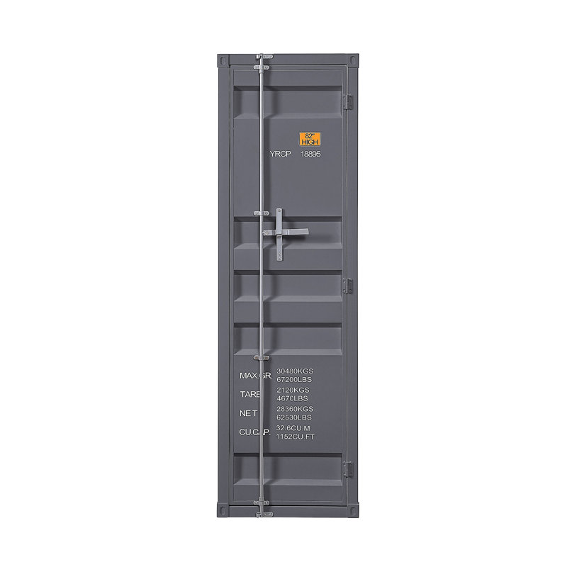 Garde-robe 1 porte avec serrure de contenant, Gris