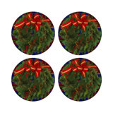 Christmas Wreath Vegan Leather Round Pebble Placemat